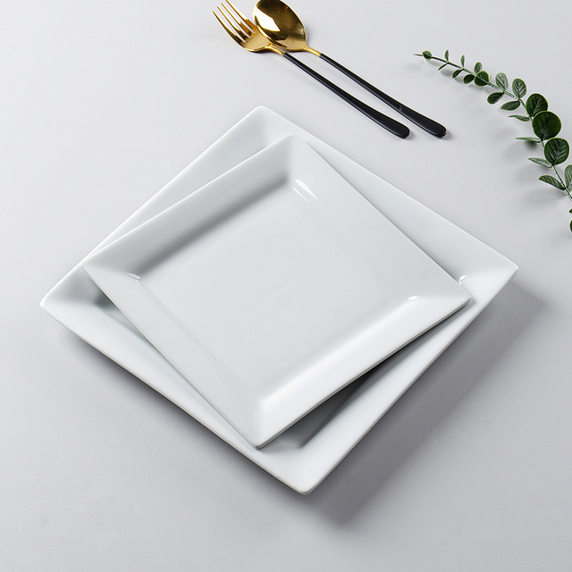 White Square Ceramic Dinner Plate