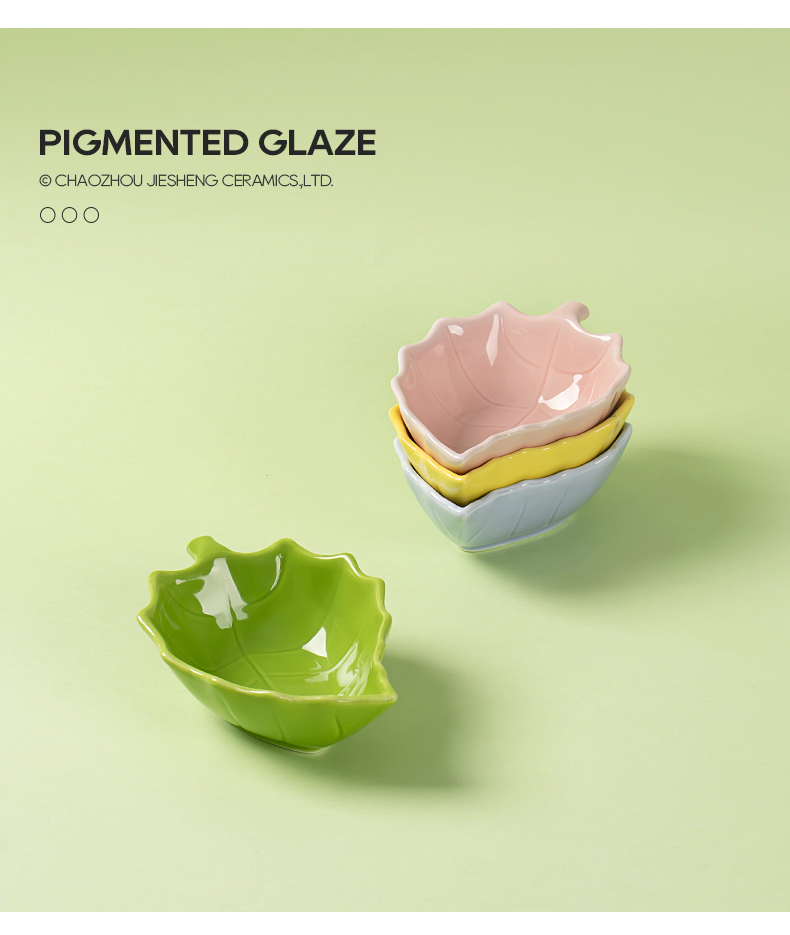 Leaf-Shaped Ceramic Glazed Sauce Dipping Plate