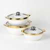 Embossed Design Gold-Plated Ceramic Soup Pot Set with Glass Lid