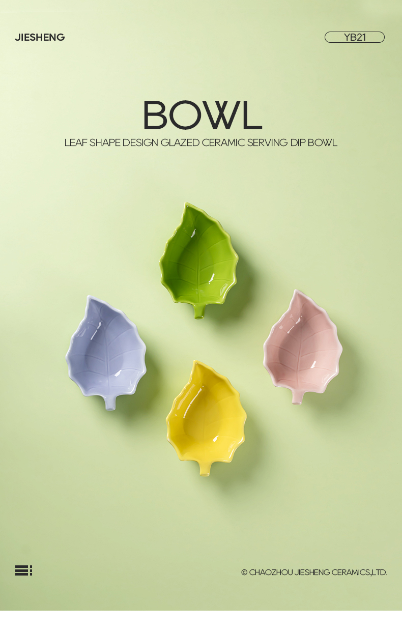 Leaf-Shaped Ceramic Glazed Sauce Dipping Plate