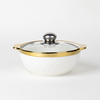 Embossed Design Gold-Plated Ceramic Soup Pot Set with Glass Lid