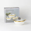 Embossed Design Gold-Plated Ceramic Soup Pot Set with Glass Lid